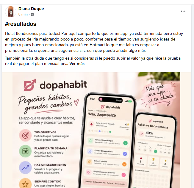 App de hábitos creada por una estudiante